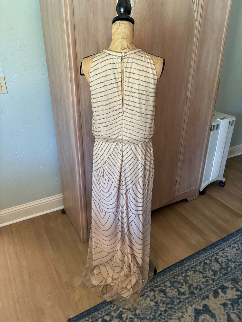 Adrianna Papell Beaded Blouson Gown SZ 14 Art Deco Evening Dress mother of Bride - Picture 14 of 16